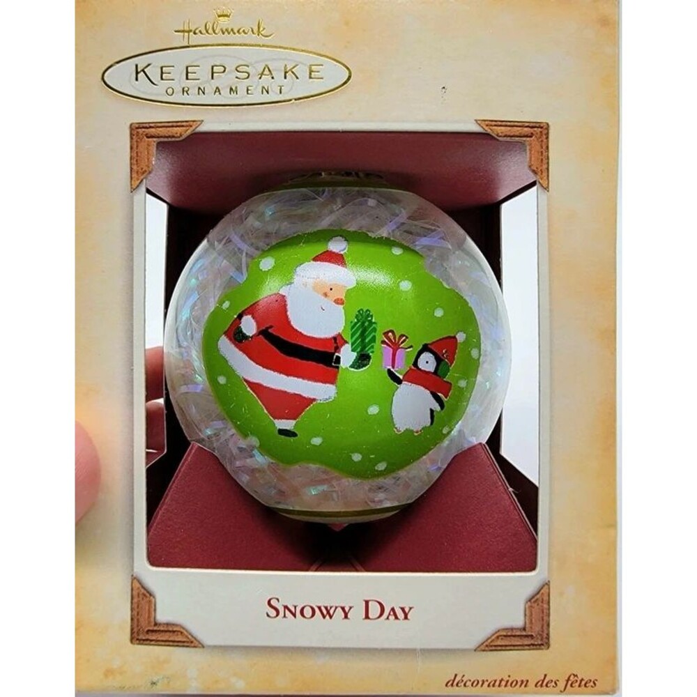 Hallmark "Snowy Day" Glass Bulb Ornament 2004 Santa Claus